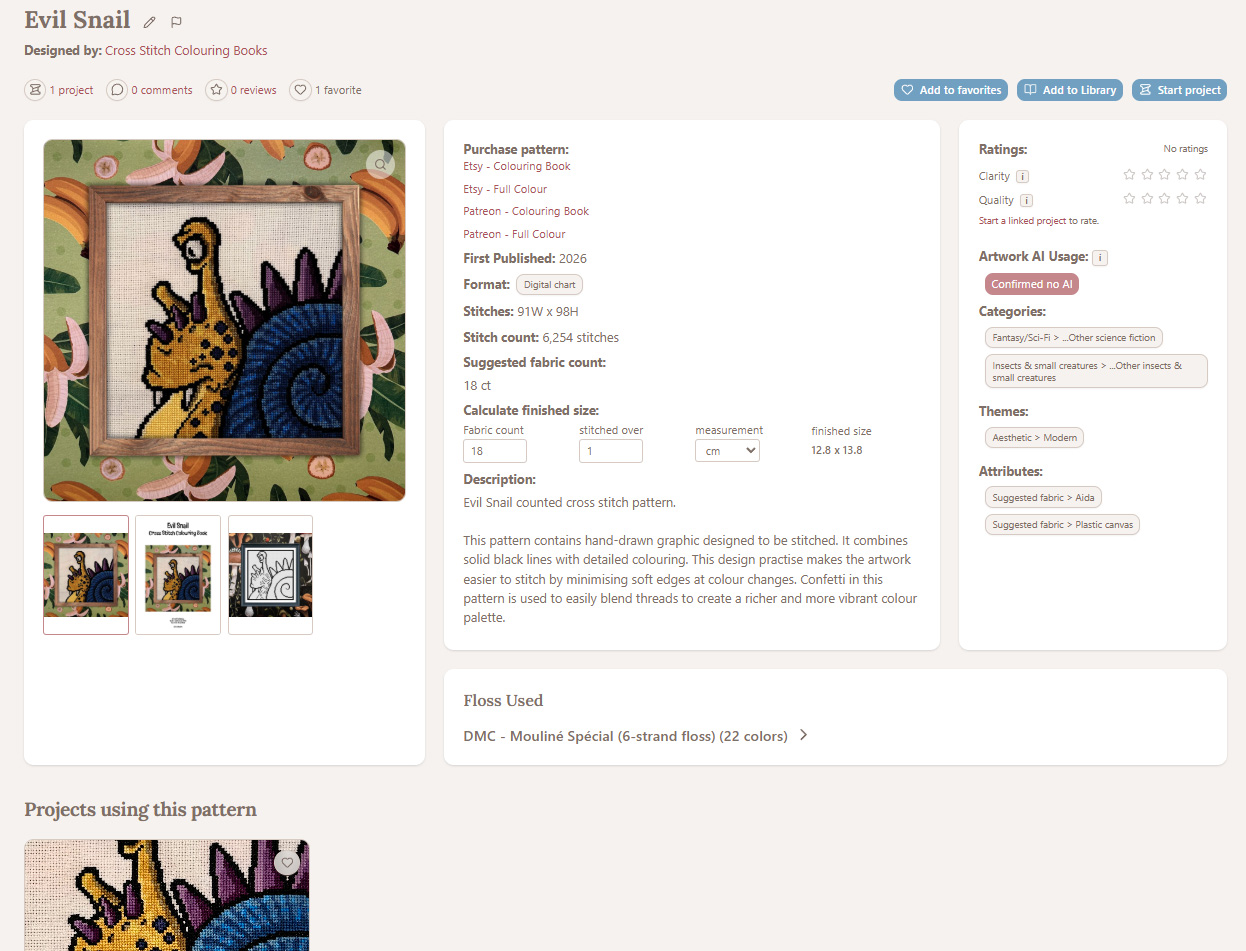 A Flosshaven cross stitch pattern page
